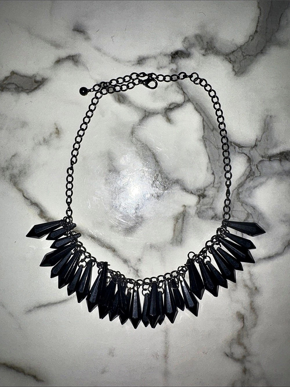 Black Hanging Crystal Statement Necklace